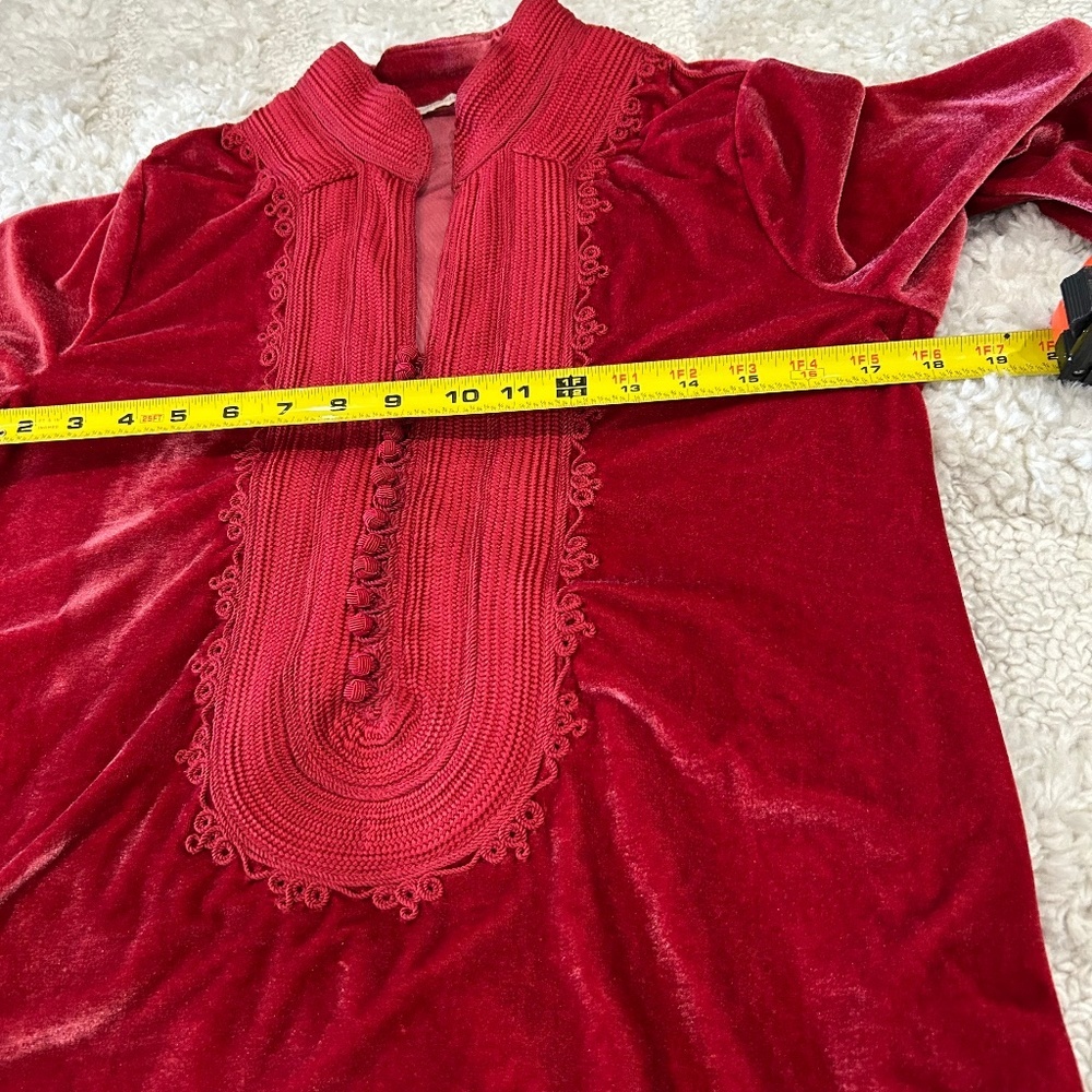 Soft Surroundings Red Velvet Embroidered Tunic Holiday Size XS - Picture 3 of 8
